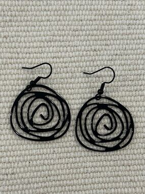 Black Swirl Drop Earrings - Women Jewelry